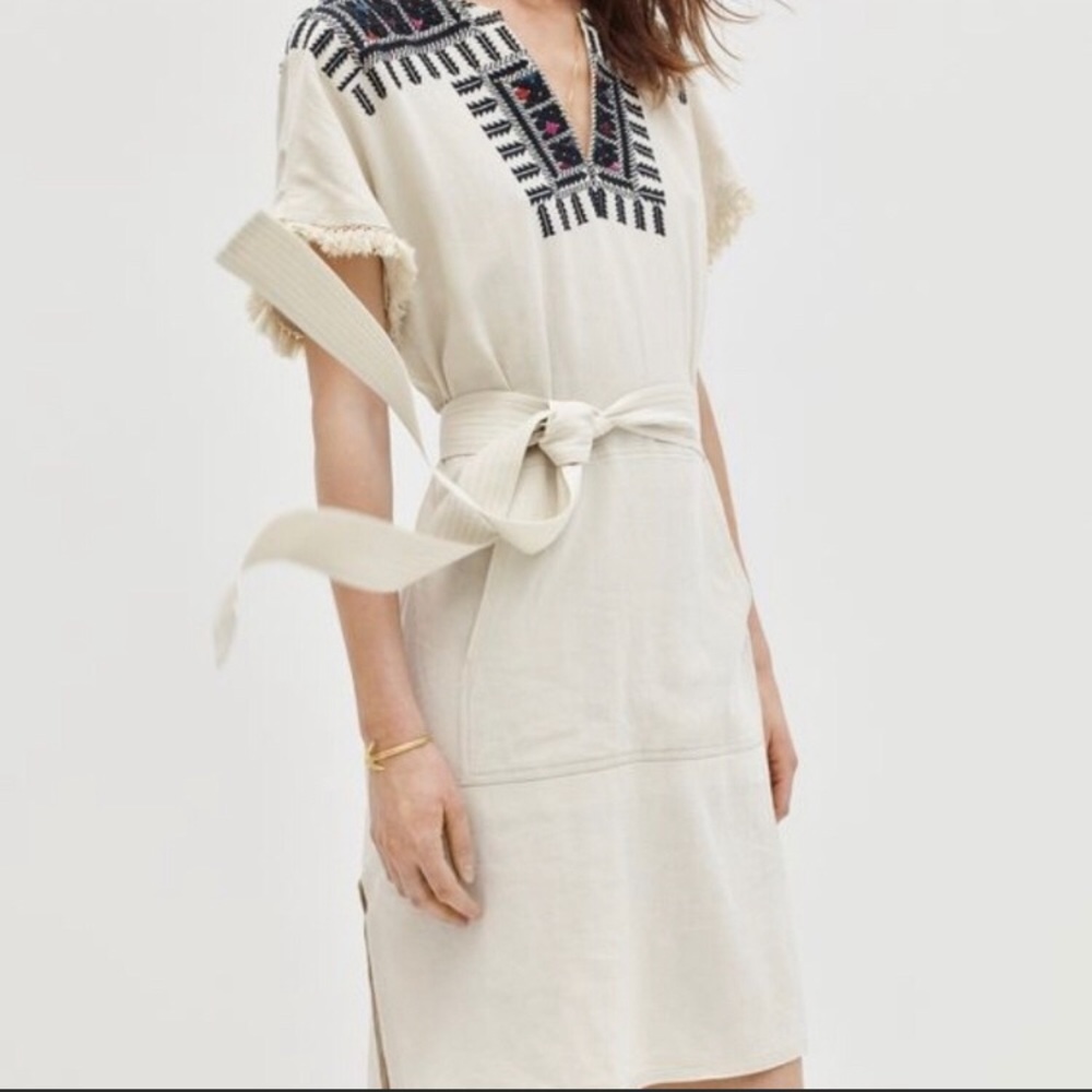 madewell paradise dress with tie, linen